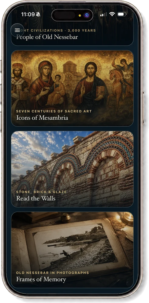 The education hub showing People of Old Nessebar, Read the Walls and Frames of Memory