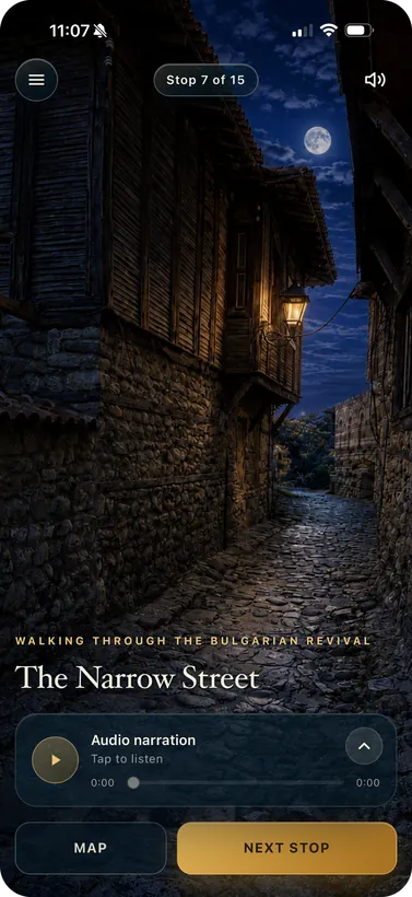 Narration page for The Narrow Street at night