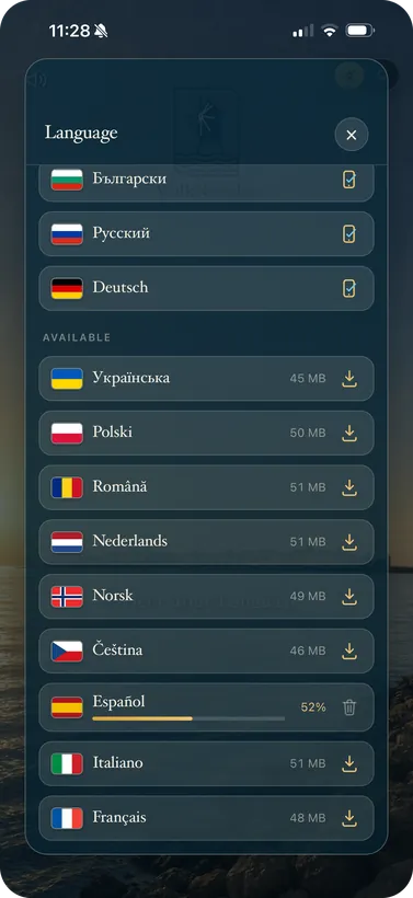 A language pack downloading in the background